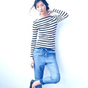 GAP Modern Stripe Long Sleeve Boatneck Tee, XS
